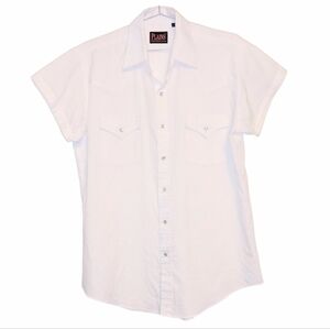 Vintage White Western Pearl Snap Short Sleeve